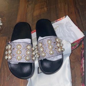 Faux pearl pool slides